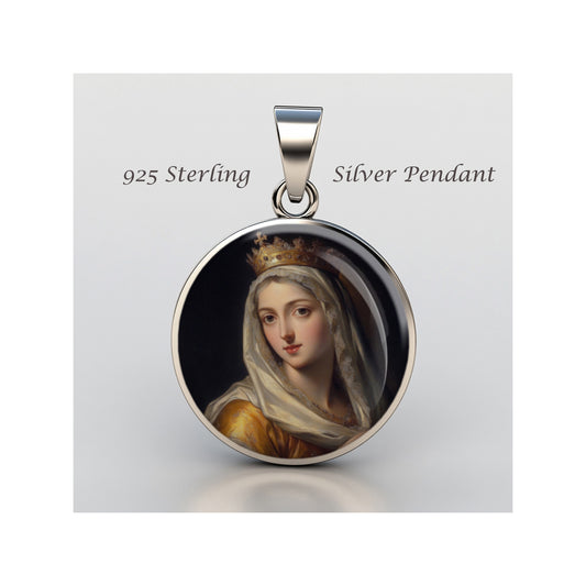 Saint Hedwig Catholic sterling silver 925 Christian Medal Patron Pendant image 0