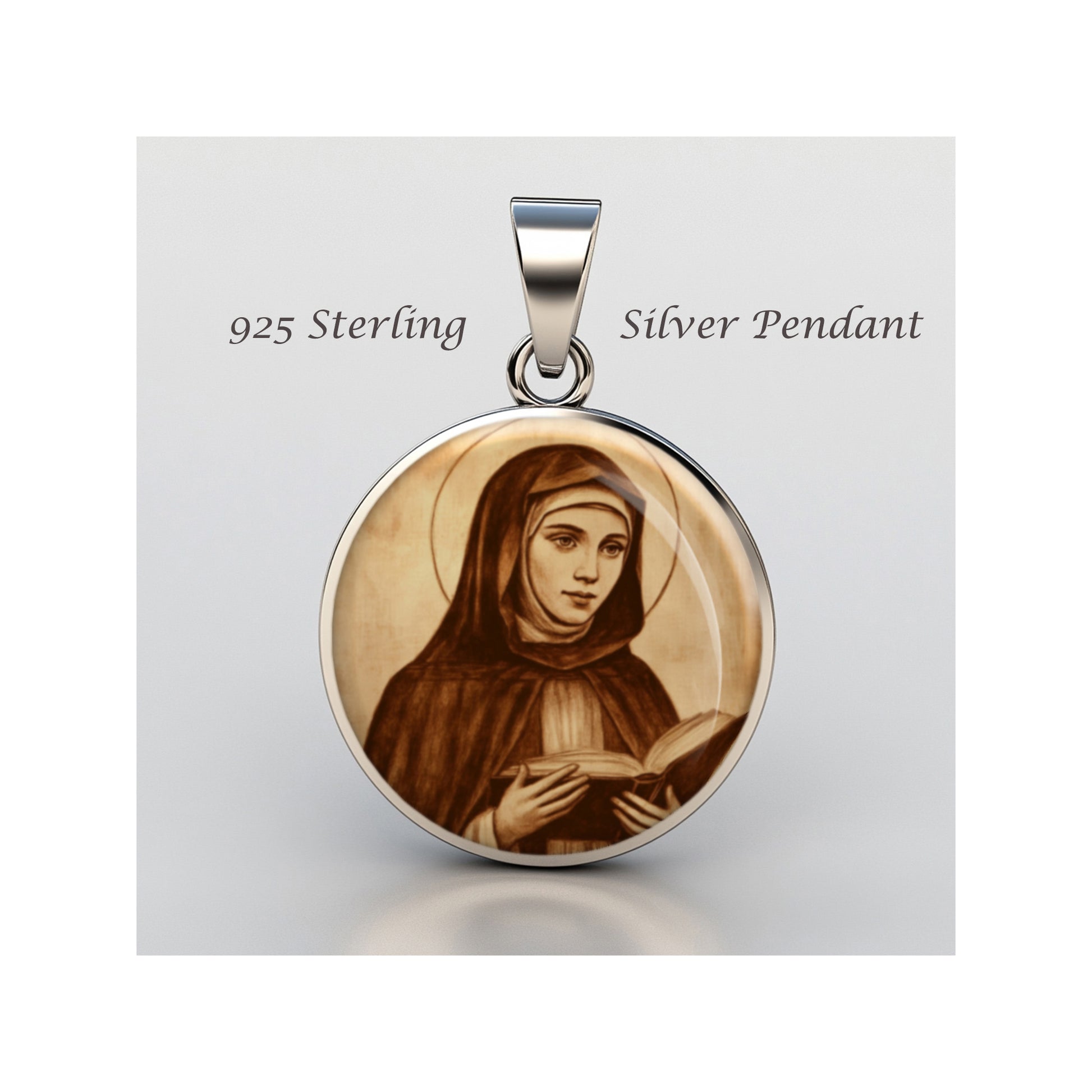 Saint Monica Catholic sterling silver 925 Christian Medal Patron Pendant image 0