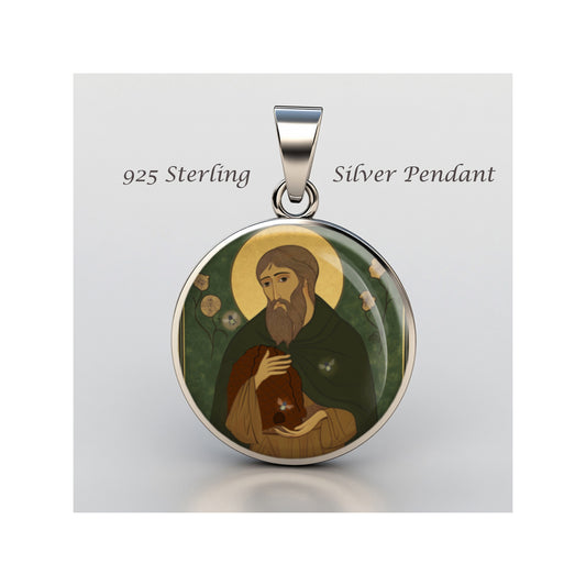 Saint Modomnoc Patron Of Bees Catholic sterling silver 925 Christian Medal image 0