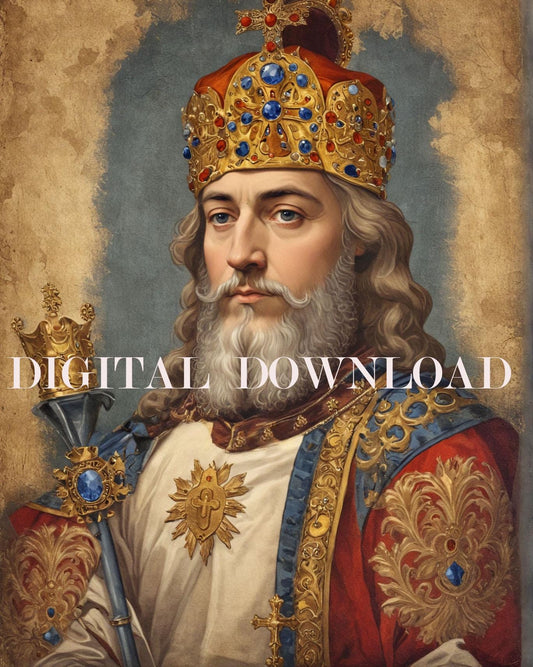 Blessed Emperor Charlemagne of France Custom Art Digital Image Catholic Print image 0