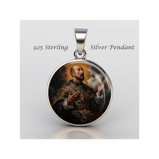 Saint Ignatius Of Loyola Religious Devotional sterling silver 925 Christian Medal Patron