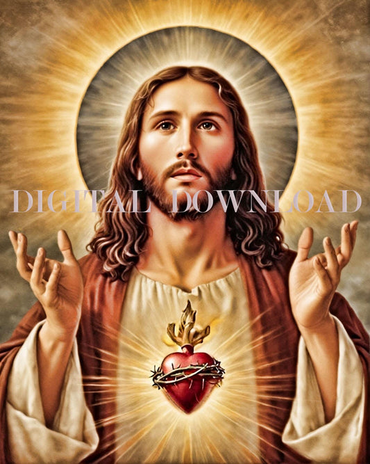 Religious Art: Jesus Sacred Heart Catholic Print image 0