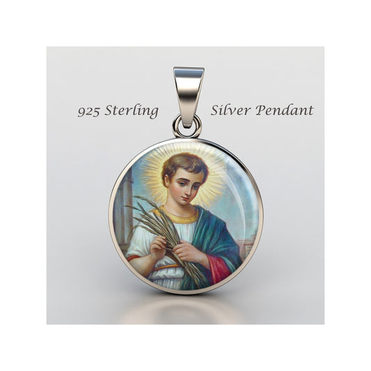 Saint Tarcisius Catholic sterling silver 925 Christian Medal Patron Pendant image 0