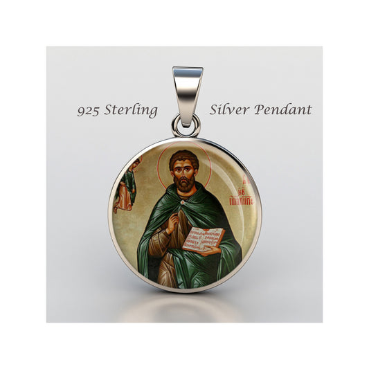 Saint Mellitus Catholic sterling silver 925 Christian Medal Patron Pendant image 0