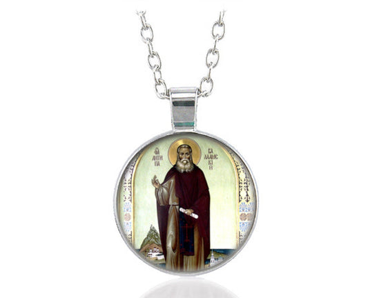St. Antipas of Valaam the Hesychast of Moldavia Orthodox Necklace Round Pendant