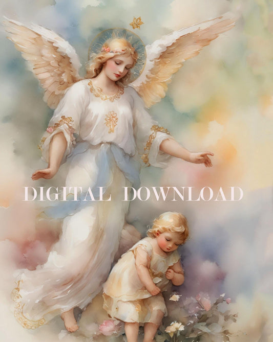 Guardian Angel with Child Digital Image image 0