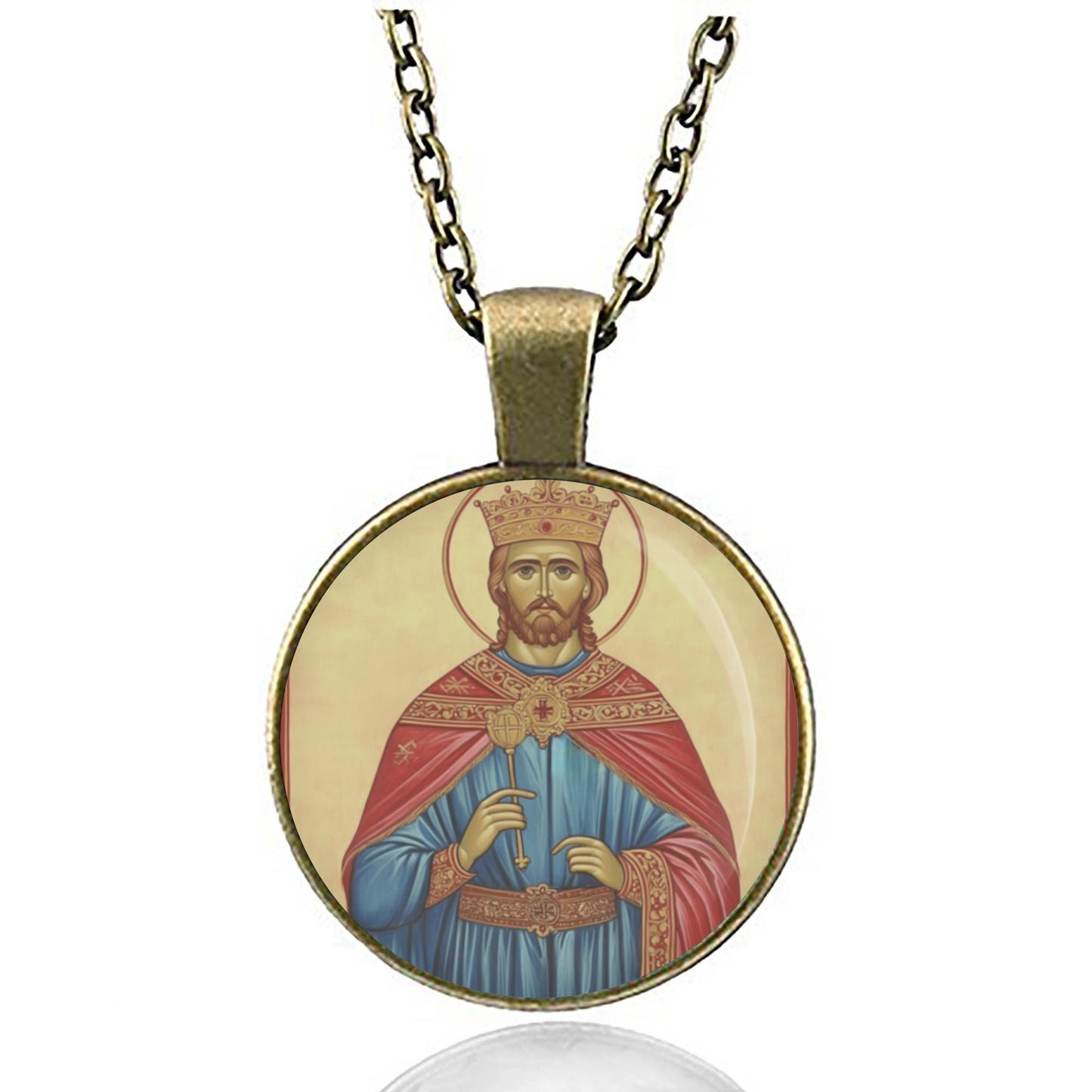 St. Edmund Religious Christian Necklace Medal Pendant Jewelry