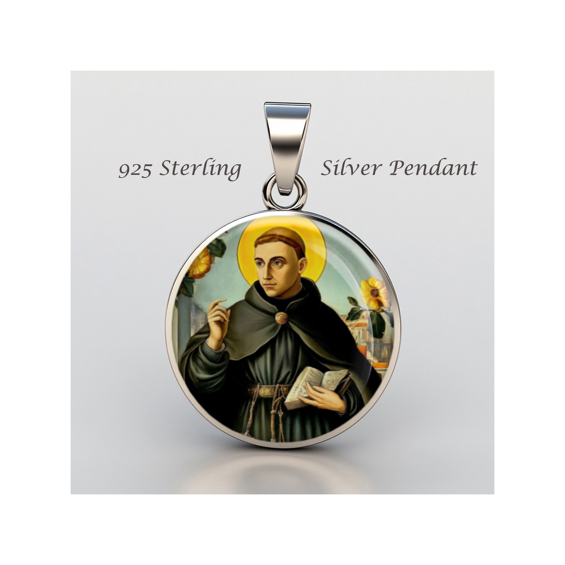 Saint Philip Benizi Catholic sterling silver 925 Christian Medal Patron Pendant image 0