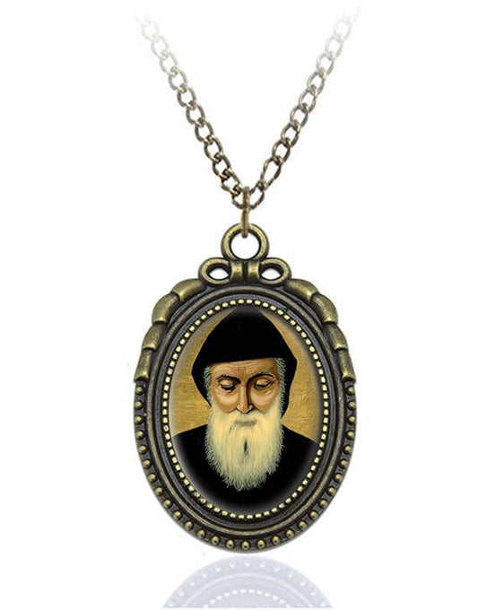 Saint Charbel Makhlouf Monk and Priest Catholic Necklace. Religious Catholic Pendant  Style Jewelry