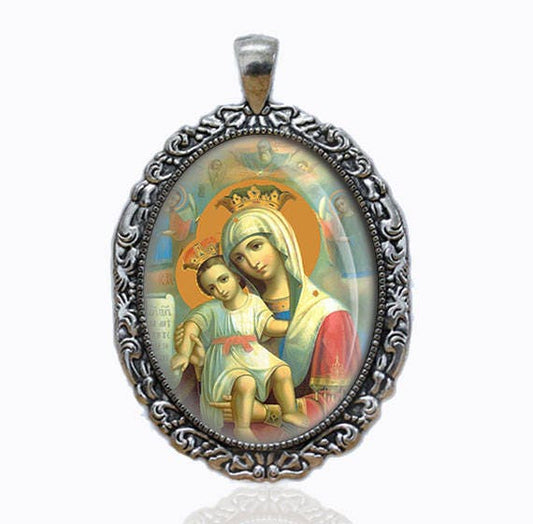 Axion estin It is Truly Meet Divine Services Virgin Mary Medal Christian Icon Orthodox