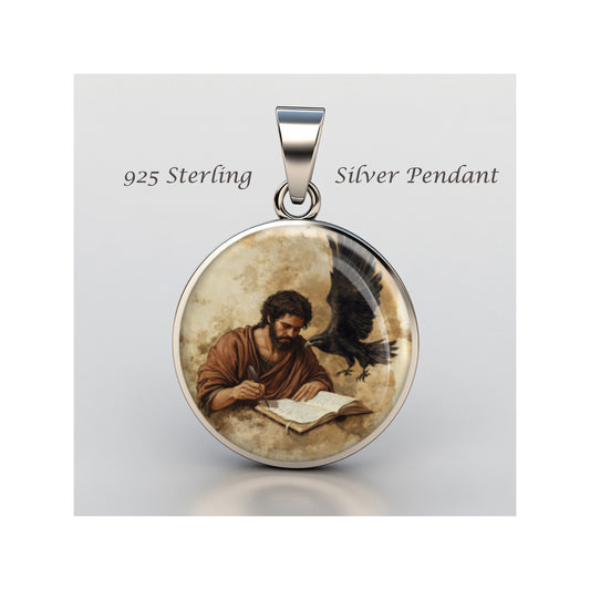 Saint John The Apostle Catholic sterling silver 925 Christian Medal Patron image 0