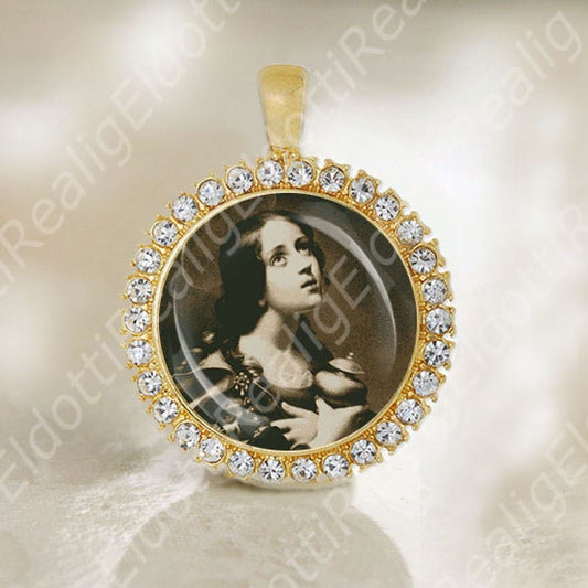St Mary Magdelene Magdalene Medal Catholic Saint Religious Jewelry Gold Tone
