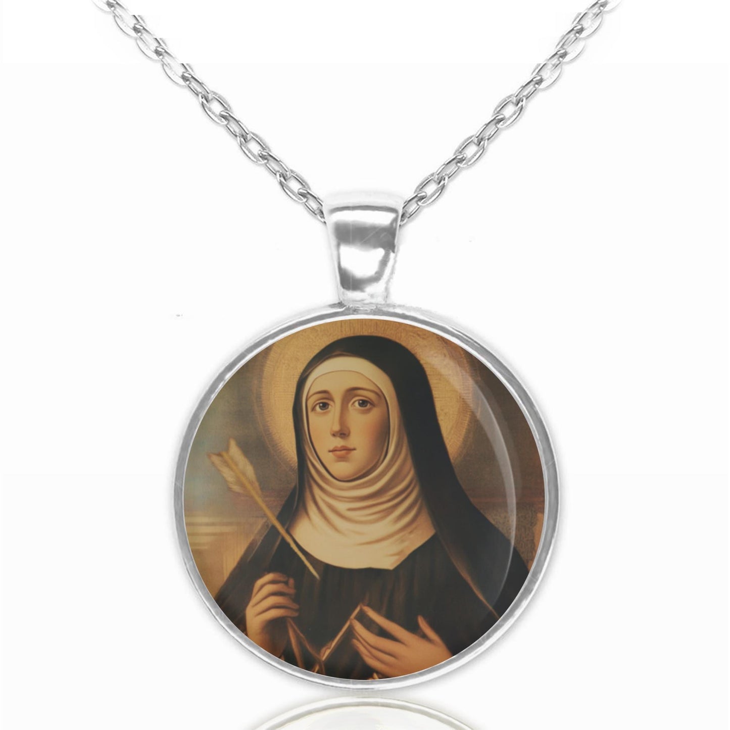 St. Teresa of Jesus (Teresa of Avila) Catholic Necklace Patron Pendant Christian Medal
