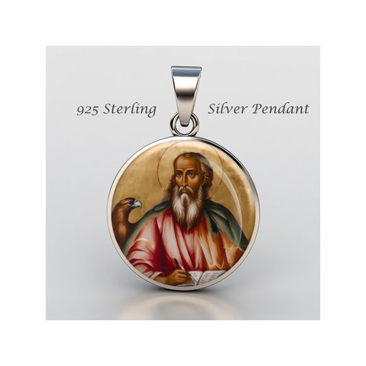 Saint John The Evangelist Religious Devotional sterling silver 925 Christian Medal Patron