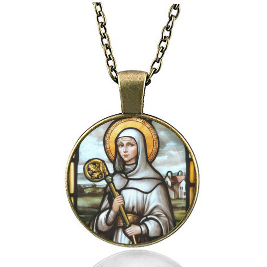 St. Brigid of Kildare Necklace Medal Religious Christian Pendant