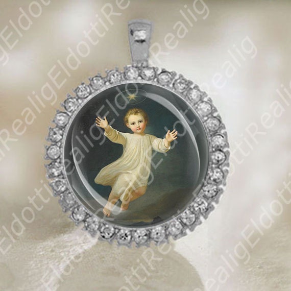 Child Jesus Christ by Melchior Paul Medal Christian Catholic Silver Tone