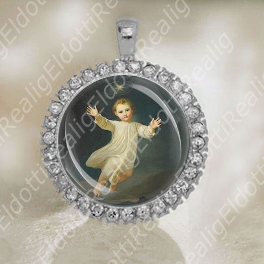 Child Jesus Christ by Melchior Paul Medal Christian Catholic Silver Tone