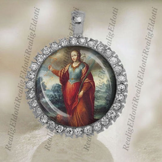 St Prisca Priscilla of Rome Christian Catholic Silver Tone Medal Pendant
