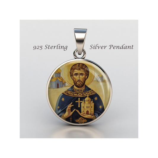 Saint Ansgar Religious Devotional sterling silver 925 Christian Medal Patron Pendant