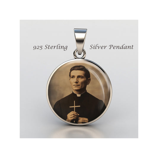 Saint Jean Bosco Catholic sterling silver 925 Christian Medal Patron Pendant image 0
