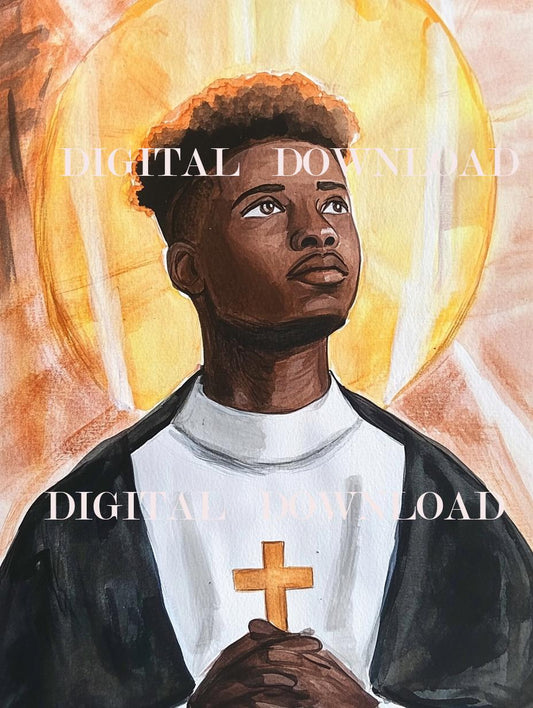 Saint Martin de Porres Watercolor Style Catholic Religious Art DIGITAL DOWNLOAD