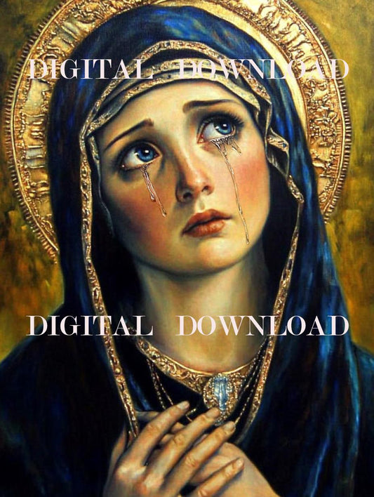 Our Lady of Sorrows Digital Download | Holy Mother Mary Religious Art Print Decor for Home & Gifts