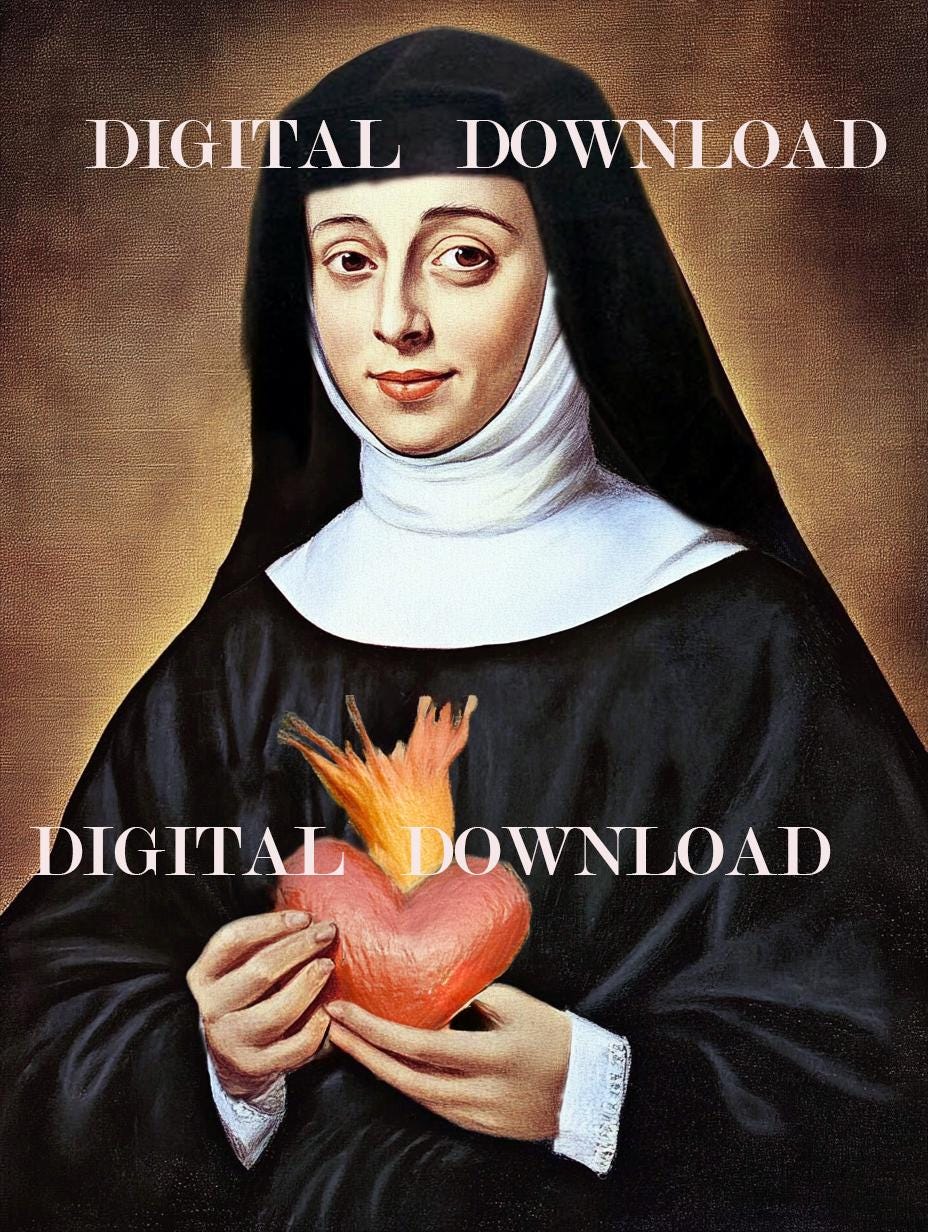 Saint Jane Frances de Chantal Religious Art Print | Patron of Widows & Faithful Perseverance | Digital Download