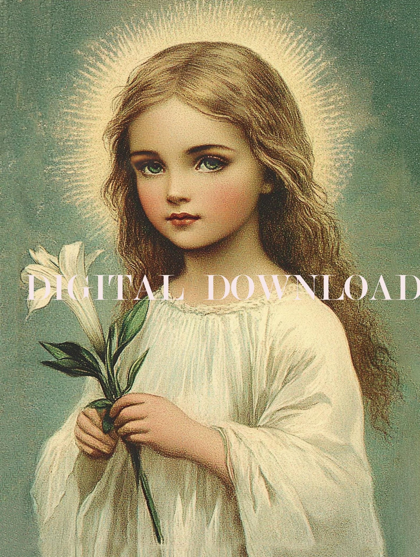 Child Mother Mary Our Lady Little Girl Print Religious Art DIGITAL DOWNLOAD
