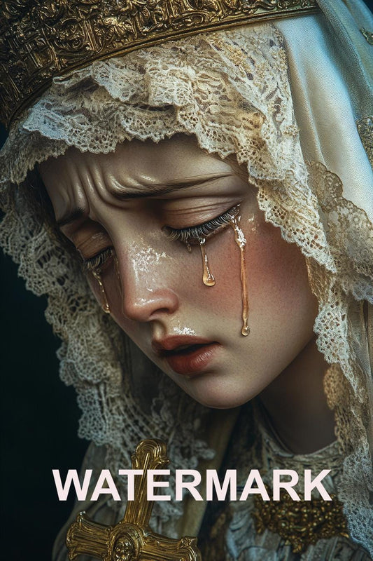 Holy Mary with Tears Our Lady Sorrow Religious Art DIGITAL DOWNLOAD