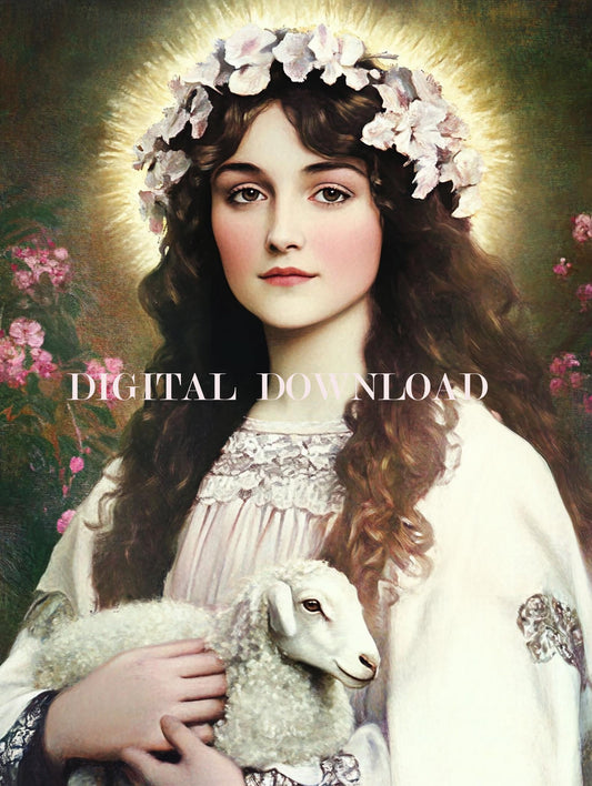 Saint Agnes of Rome Religious Art DIGITAL DOWNLOAD Print