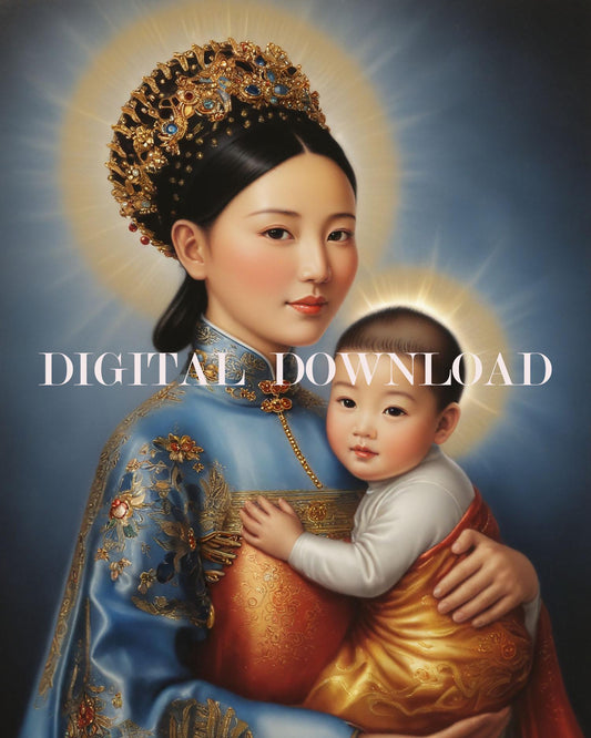 Our Lady of China Virgin Mary Art | Catholic Digital Download | Religious Home Decor | Printable Wall Art for Faith
