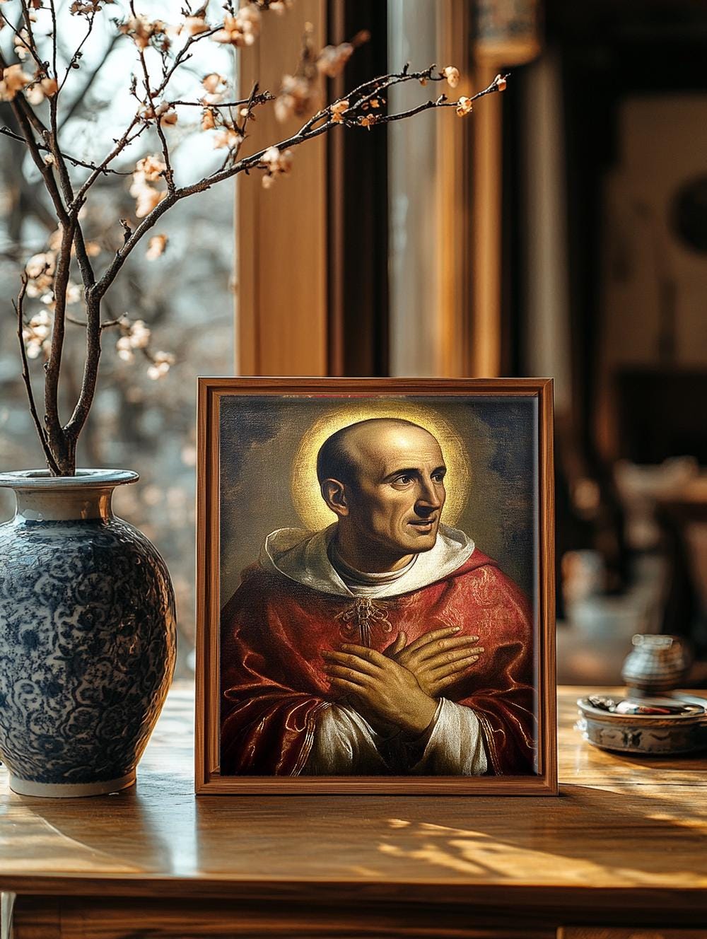 Saint Charles Borromeo Oil Painting Style DIGITAL DOWNLOAD Religious Print