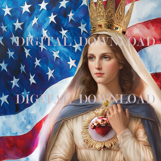 Our Lady of America Mother Mary Print Religious Art DIGITAL DOWNLOAD