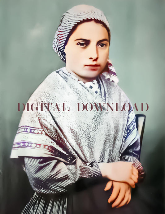 St. Bernadette Soubirous of Lourdes Religious Catholic Art DIGITAL DOWNLOAD Restored Photo