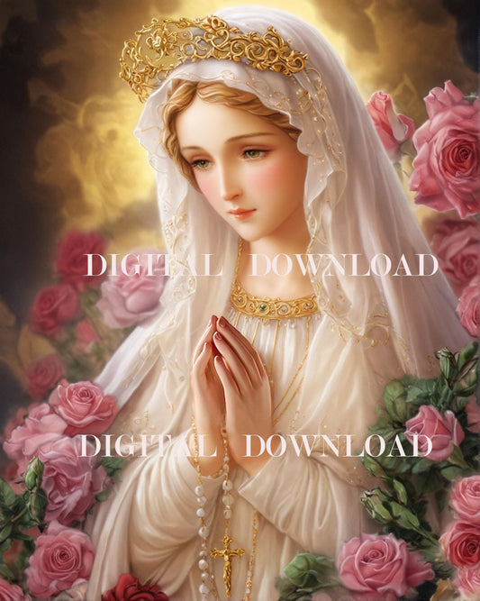 Our Lady Fatima Virgin Mary Religious Art DIGITAL DOWNLOAD