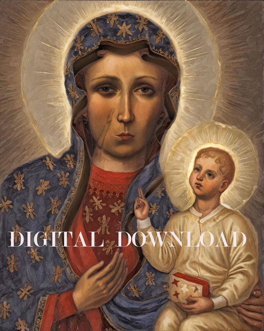 Our Lady of Czestochowa | Black Madonna | Replica Religious Art DIGITAL DOWNLOAD Print