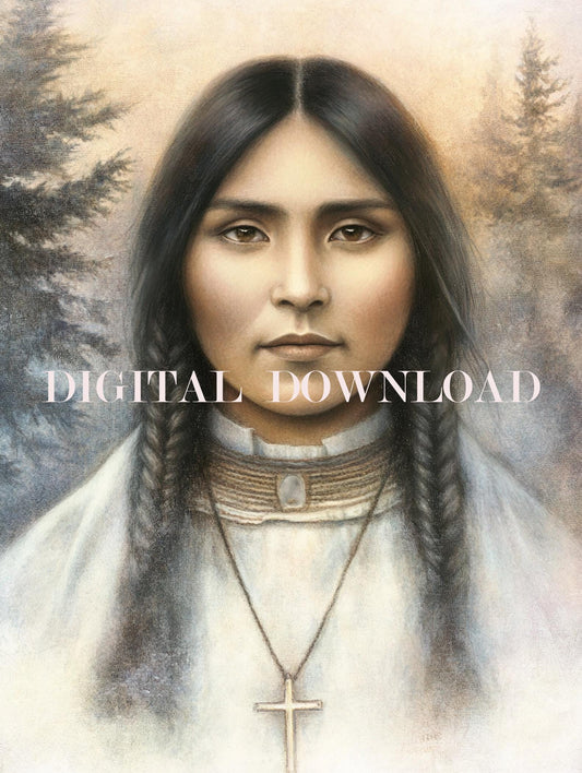 St. Kateri Tekakwitha Religious Catholic Art DIGITAL DOWNLOAD Print