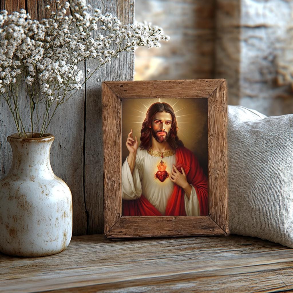 Jesus Sacred Heart Religious Catholic Print Art DIGITAL DOWNLOAD