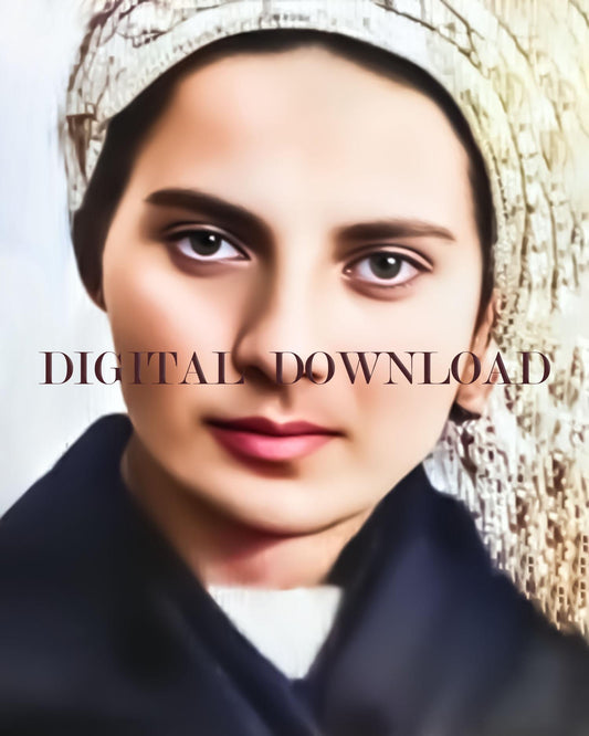 Saint Bernadette Soubirous of Lourdes Religious Catholic Art DIGITAL DOWNLOAD Restored Photo