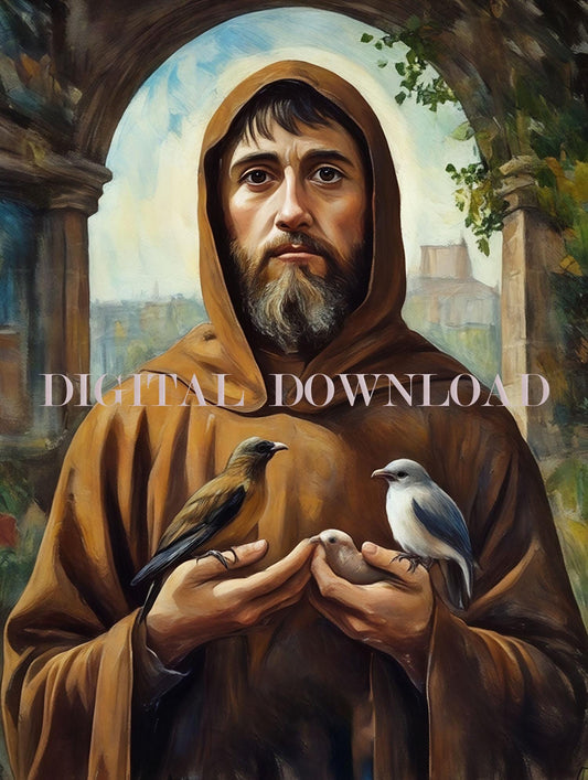 St. Francis of Assisi Religious Art DIGITAL DOWNLOAD Catholic Print