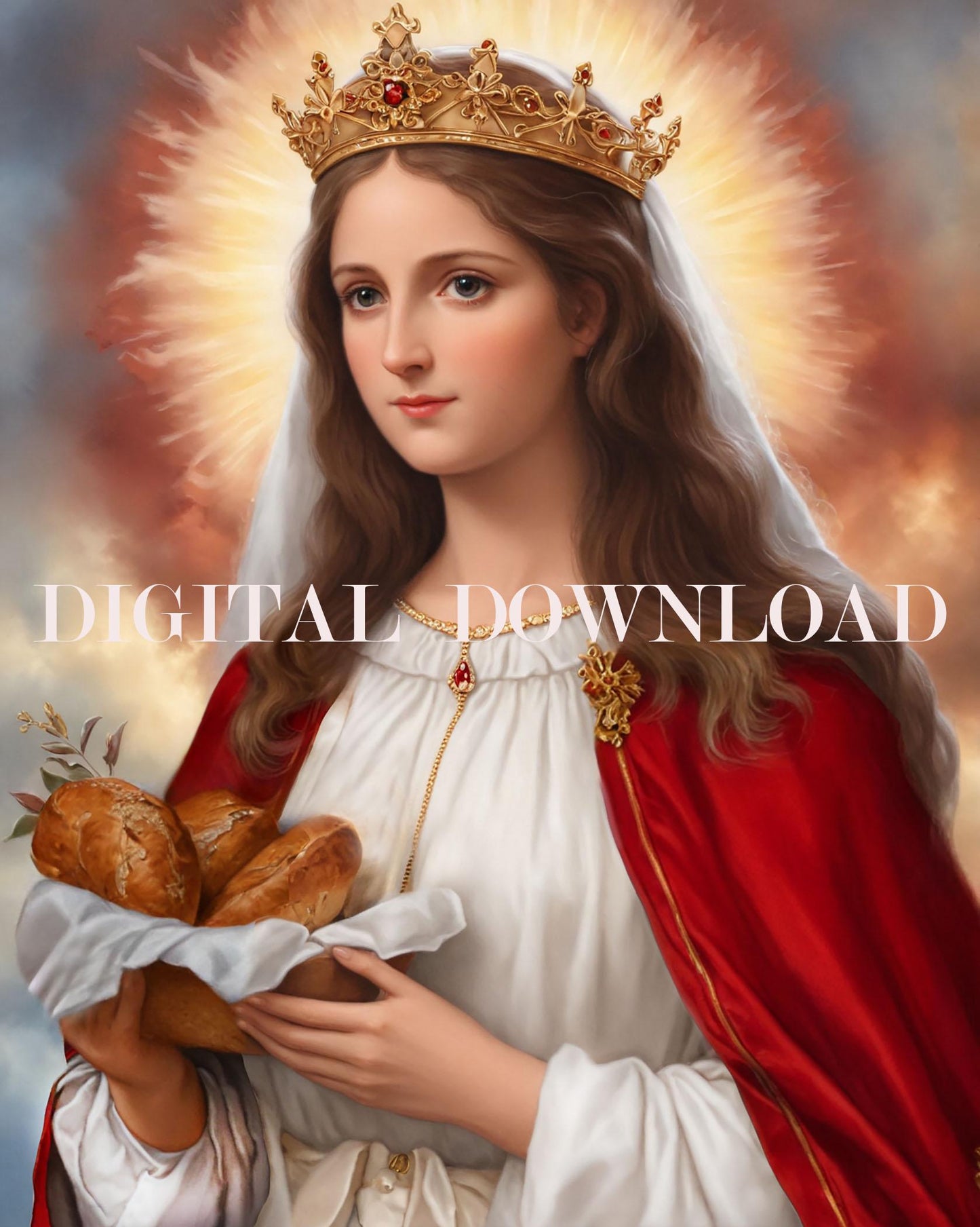 Saint Elizabeth of Hungary Religious Art DIGITAL DOWNLOAD Print