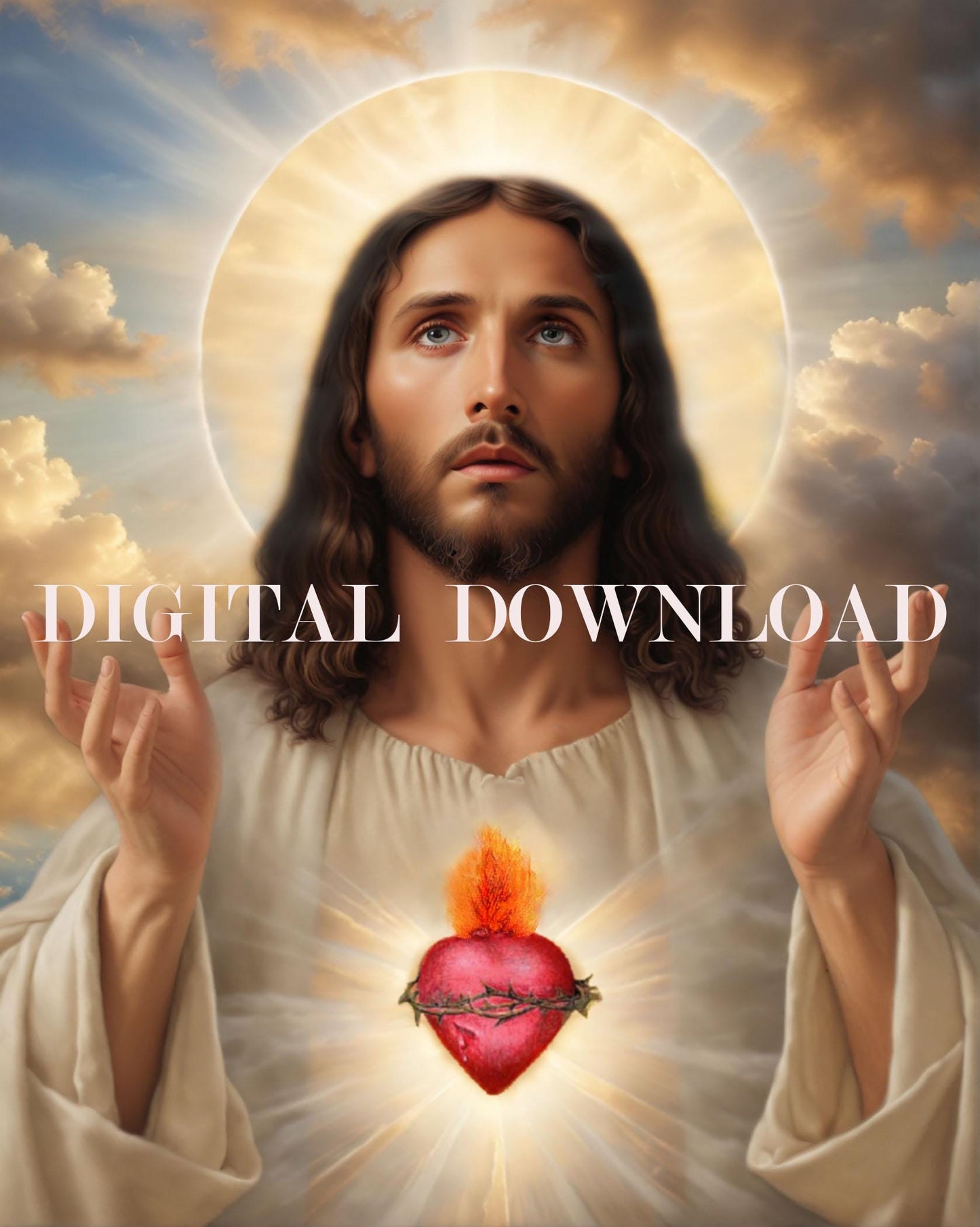 Our Lord Jesus Sacred Heart Religious Art DIGITAL DOWNLOAD Print