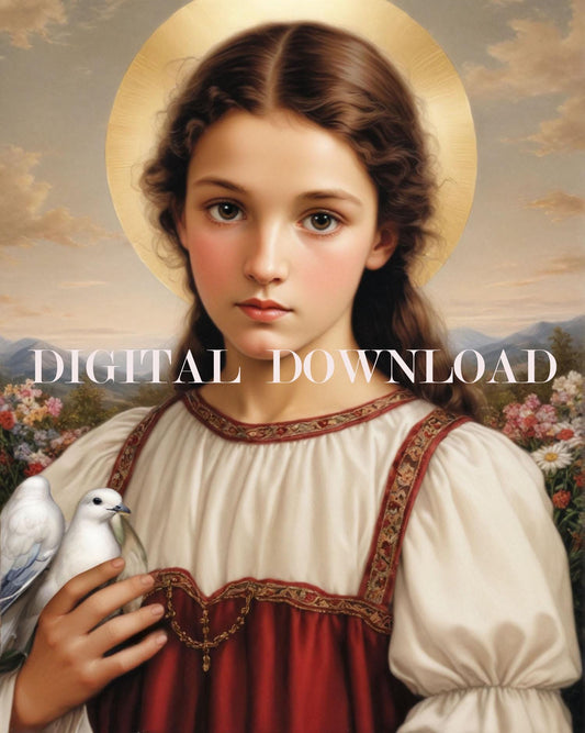 Saint Maria Goretti with Dove Religious Art DIGITAL DOWNLOAD