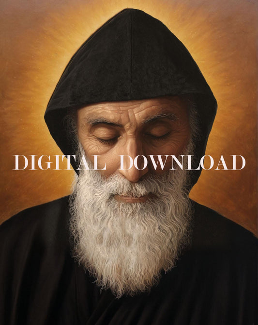 St. Charbel Makhlouf Digital Art Print – Catholic Wall Decor – Instant Download