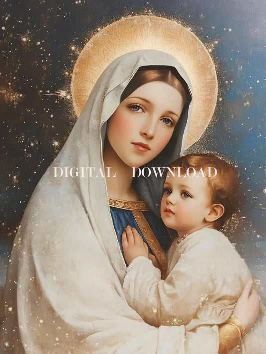 Our Lady of the Snows Virgin Mary and Jesus Digital Download Print Home Decor Art Religious