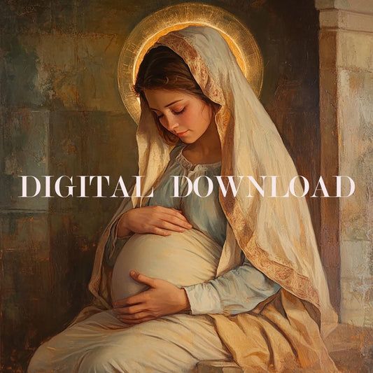 Pregnant Mother Mary Our Lady Pregnancy Oil Painting Style DIGITAL DOWNLOAD