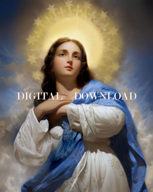 The Immaculate Conception Blessed Virgin Mary Religious Art DIGITAL DOWNLOAD Print