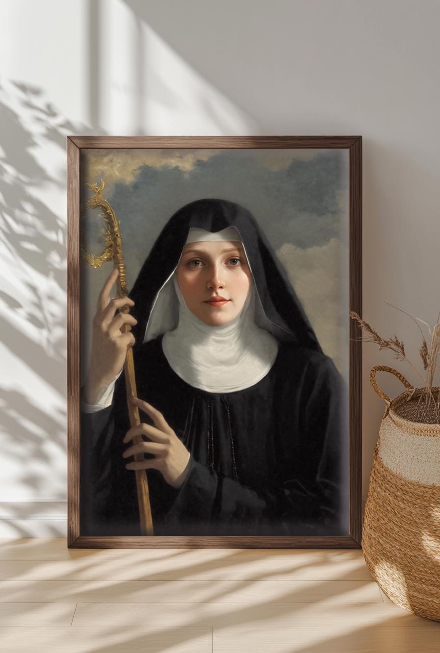 Saint Scholastica Religious Art Print | Patron Saint of Prayer & Spirituality | Digital Download
