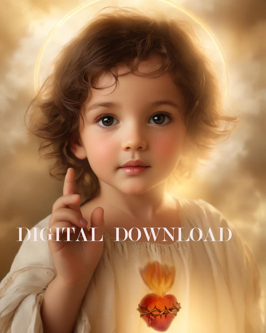 Child Jesus Sacred Heart – A Beautiful and Inspiring Catholic Art Print for Devotion, Faith, and Spiritual Reflection DIGITAL DOWNLOAD
