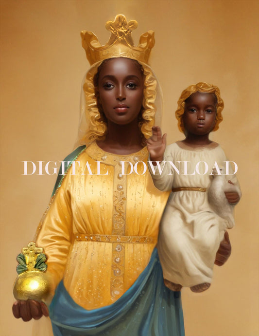 The Black Madonna of Oropa Virgin Mary DIGITAL DOWNLOAD Religious Art Print Christian